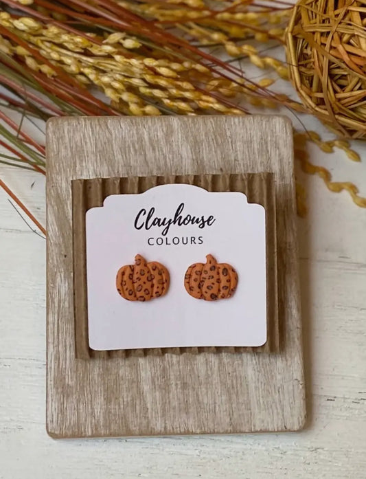 Leopard Pumpkin clay earrings