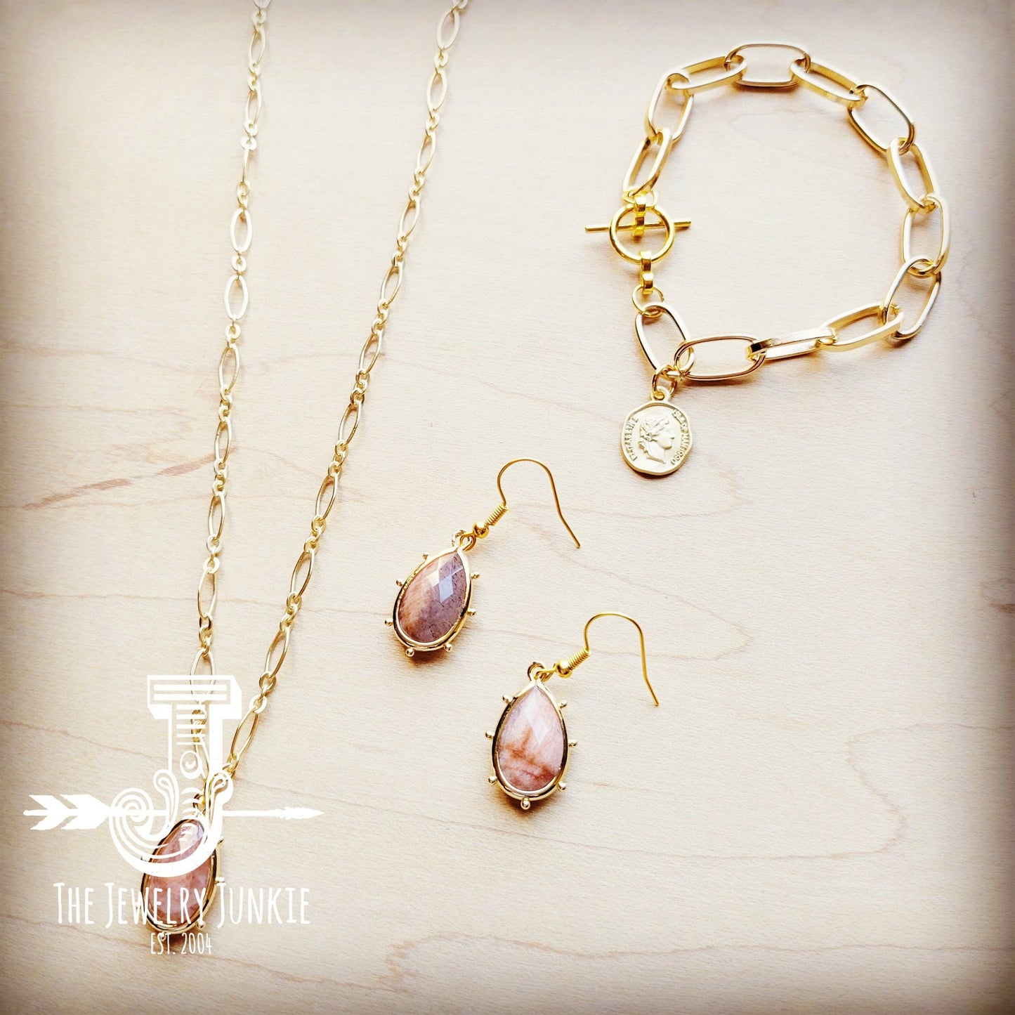 Genuine Sunstone Teardrop Dangle Earrings