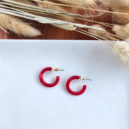 Micro Cam Mini Hoops - Scarlet // Jewelry, Earrings, Fall