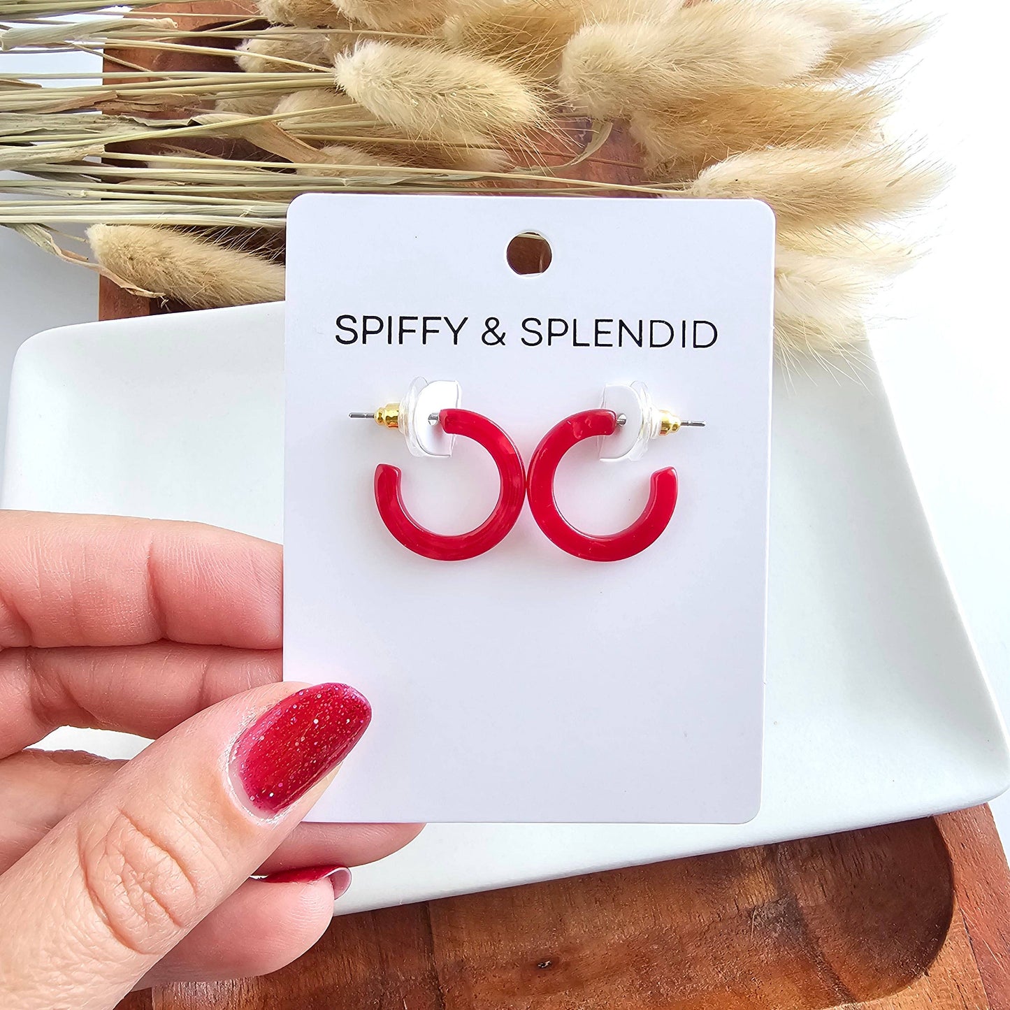 Micro Cam Mini Hoops - Scarlet // Jewelry, Earrings, Fall