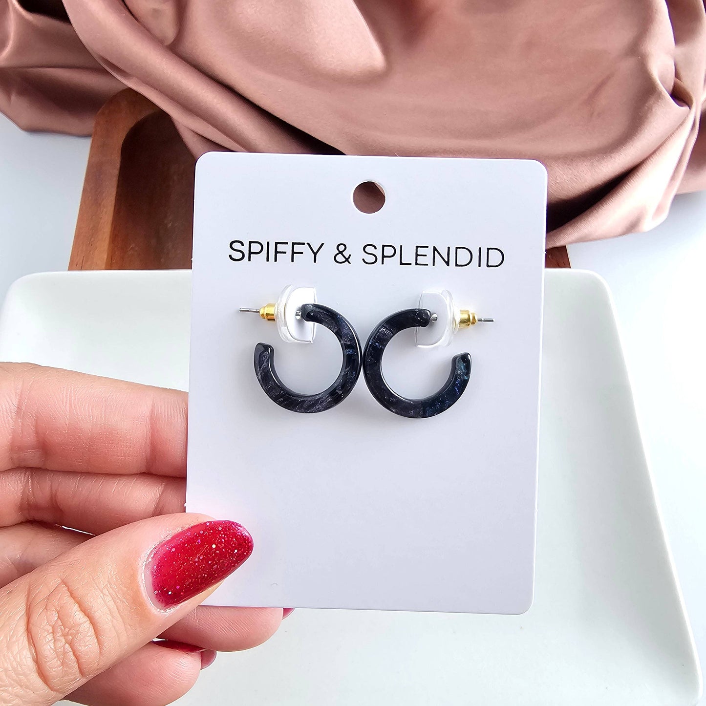 Micro Cam Mini Hoops - Midnight Shimmer // Jewelry, Earrings, Fall