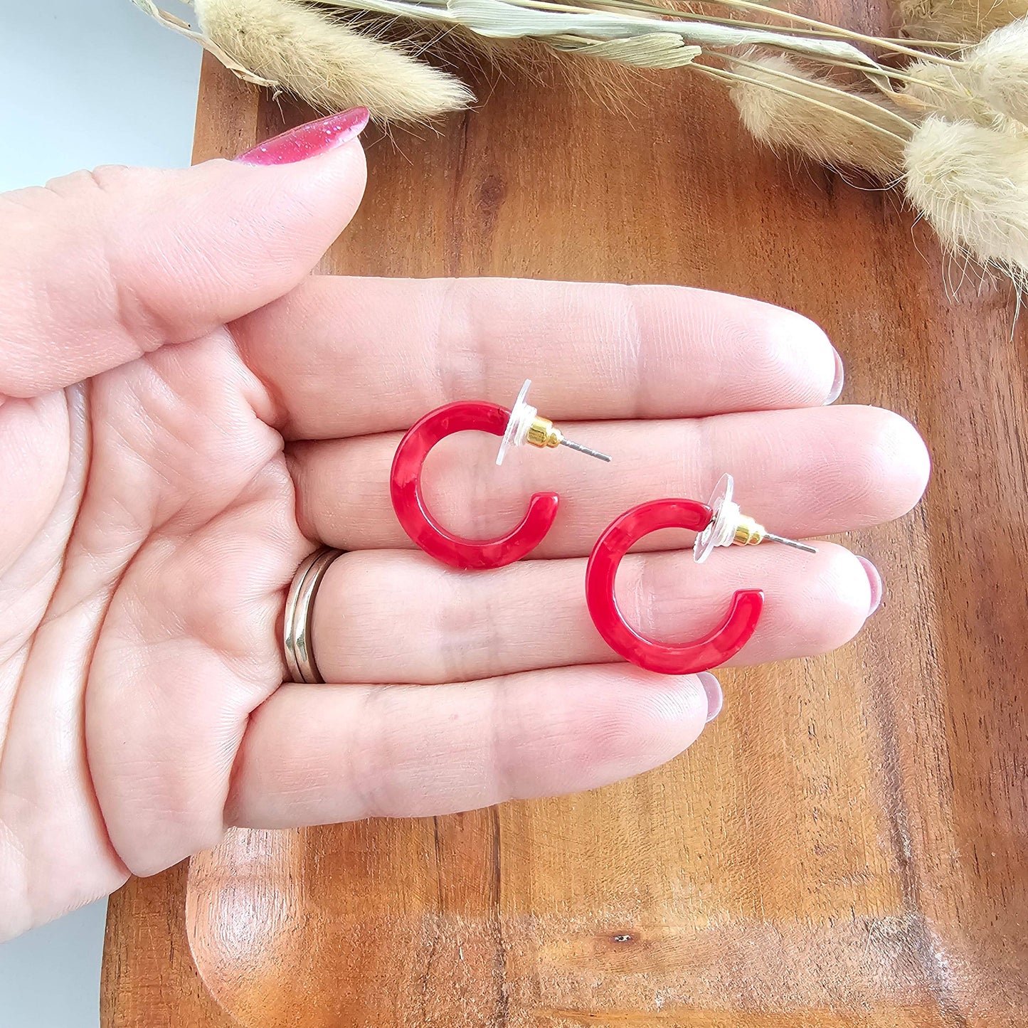 Micro Cam Mini Hoops - Scarlet // Jewelry, Earrings, Fall