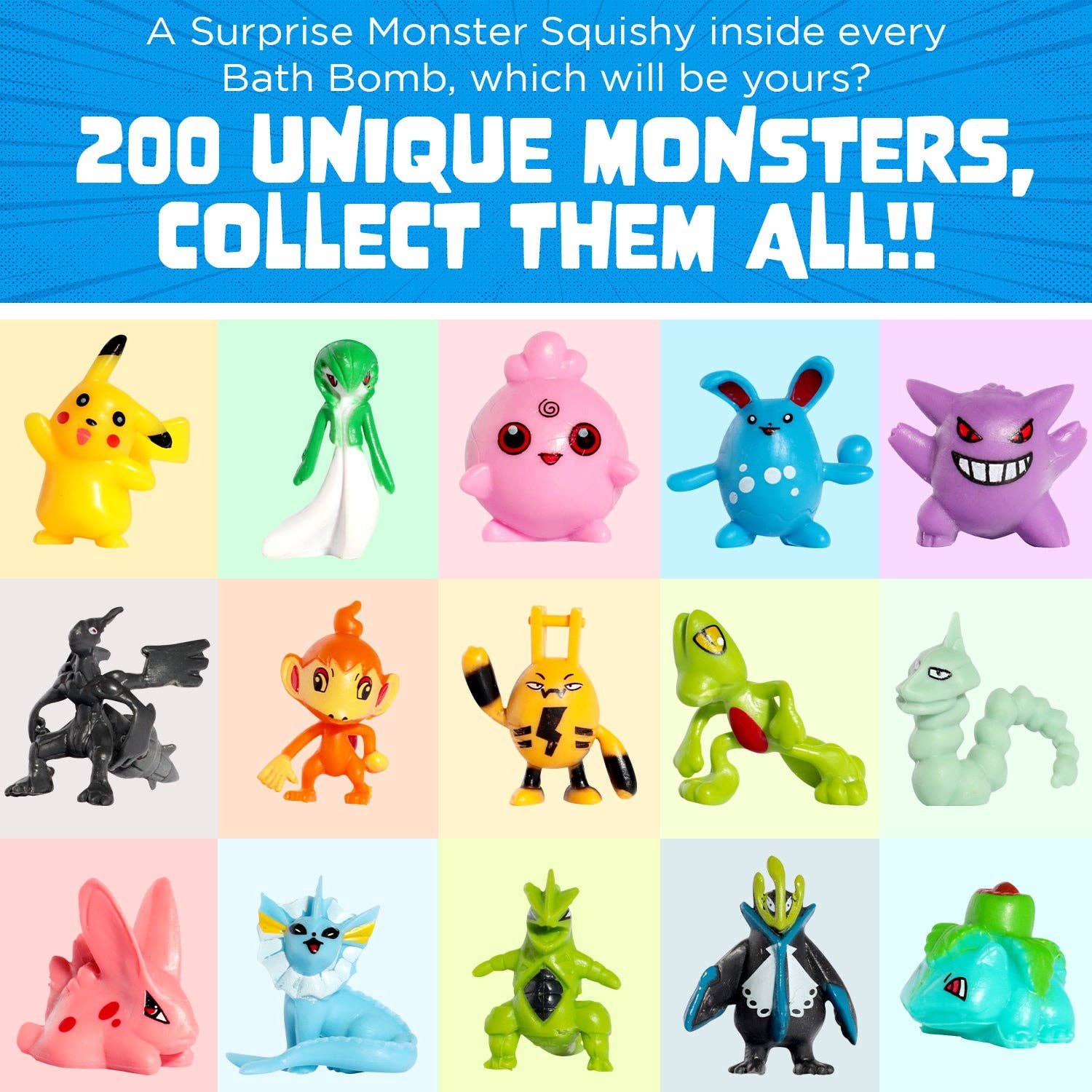 bomb the monsters Poke Monster Bath Bombs for Kids with Surprise Toys Inside (6 Pack) Large Bubble Bomb for Boys & Girls Fruity Scents