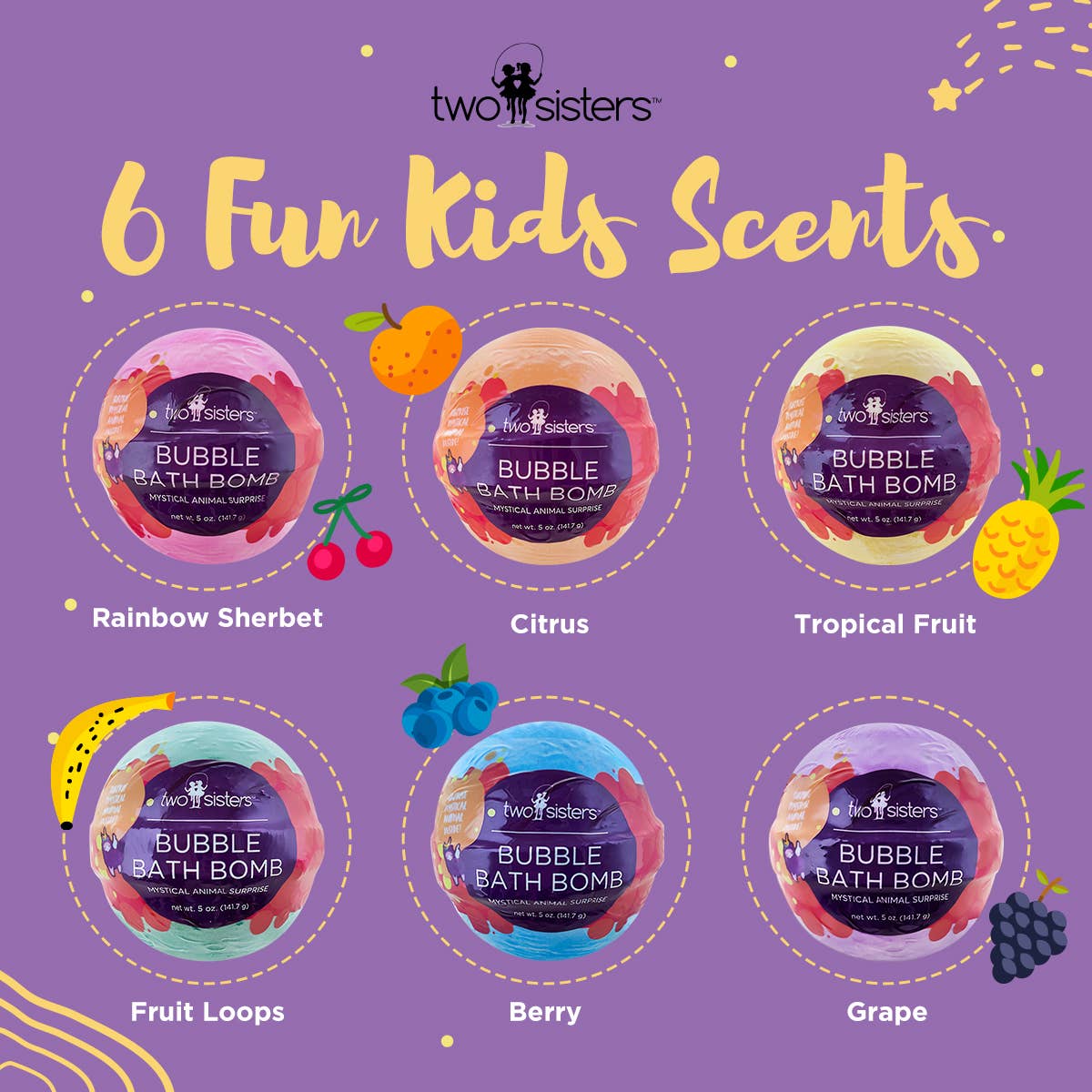 Mystical Animal Kids Bath Bombs Gift Set with Toys Inside – 6 Pack