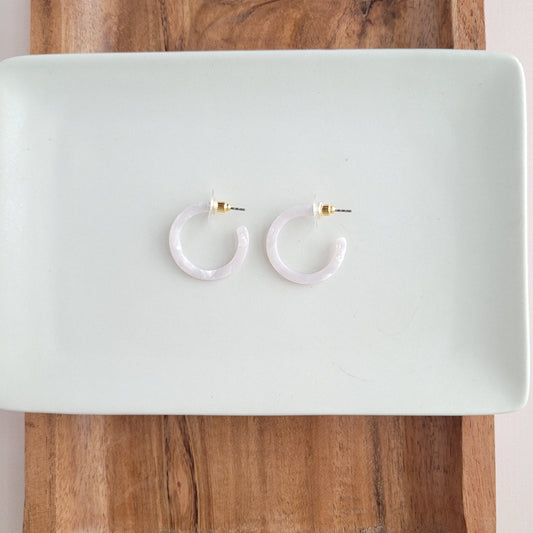 Cam Mini Hoops - Pearl // Jewelry, Earrings