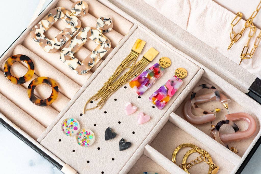 Jewelry Travel Case Box - Black // Gift, Storage