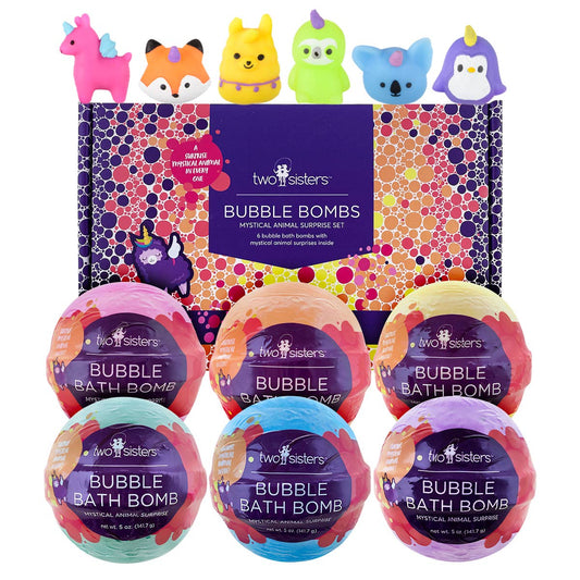 Mystical Animal Kids Bath Bombs Gift Set with Toys Inside – 6 Pack