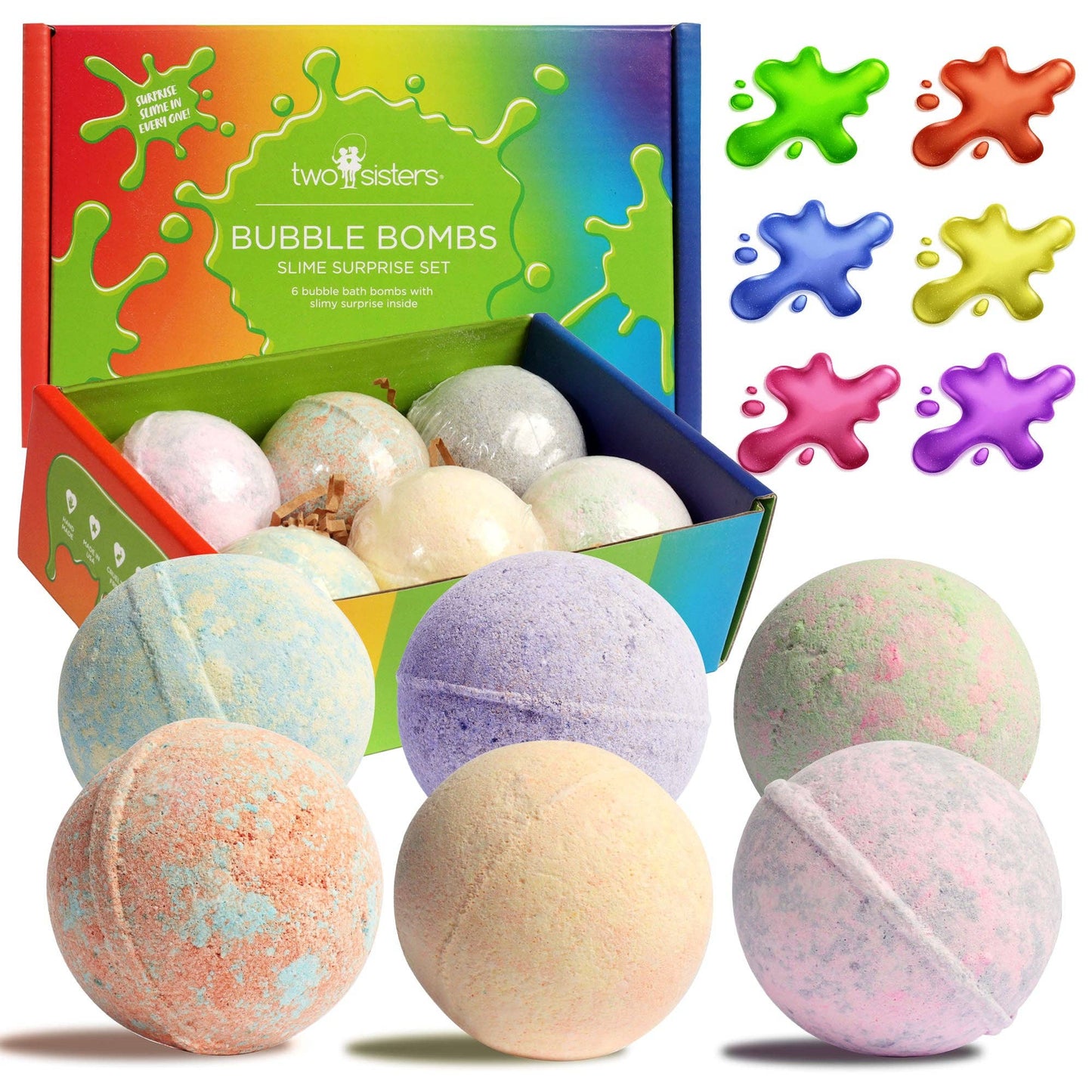 Squishy Slime Kids Bath Bombs Gift Set with Toys Inside – 6 Pack