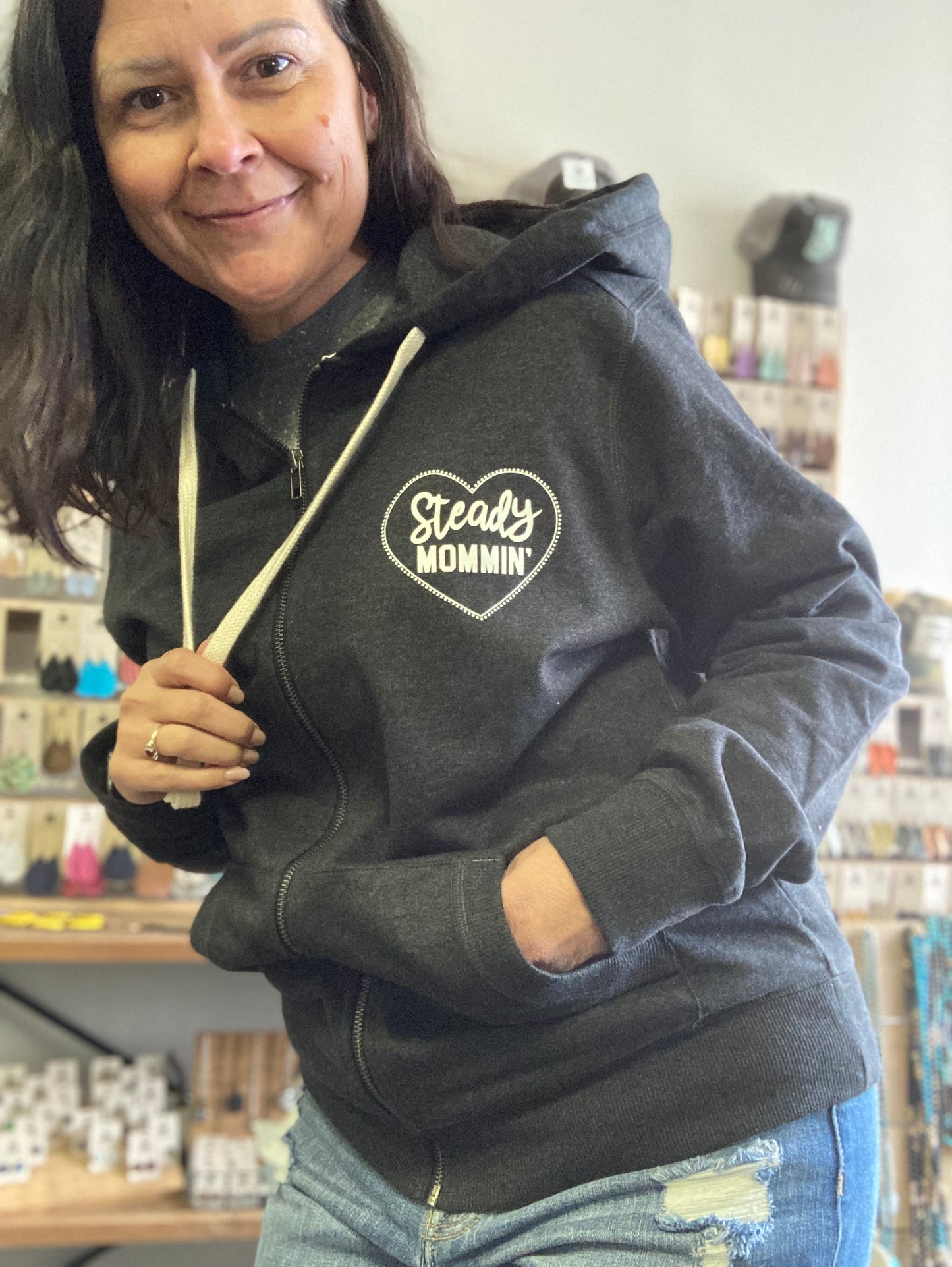 Steady Mommin' Zip Up Sweatshirt