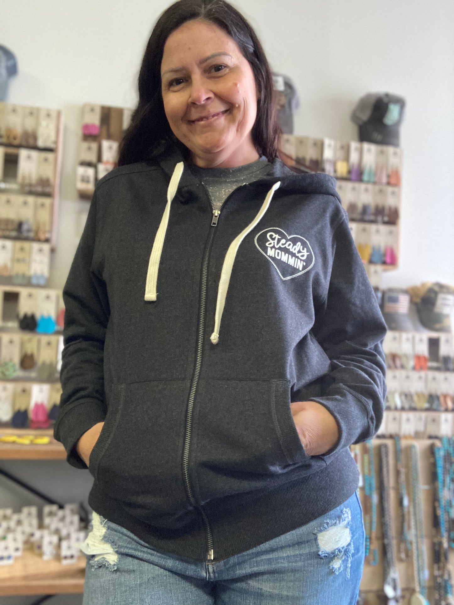 Steady Mommin' Zip Up Sweatshirt