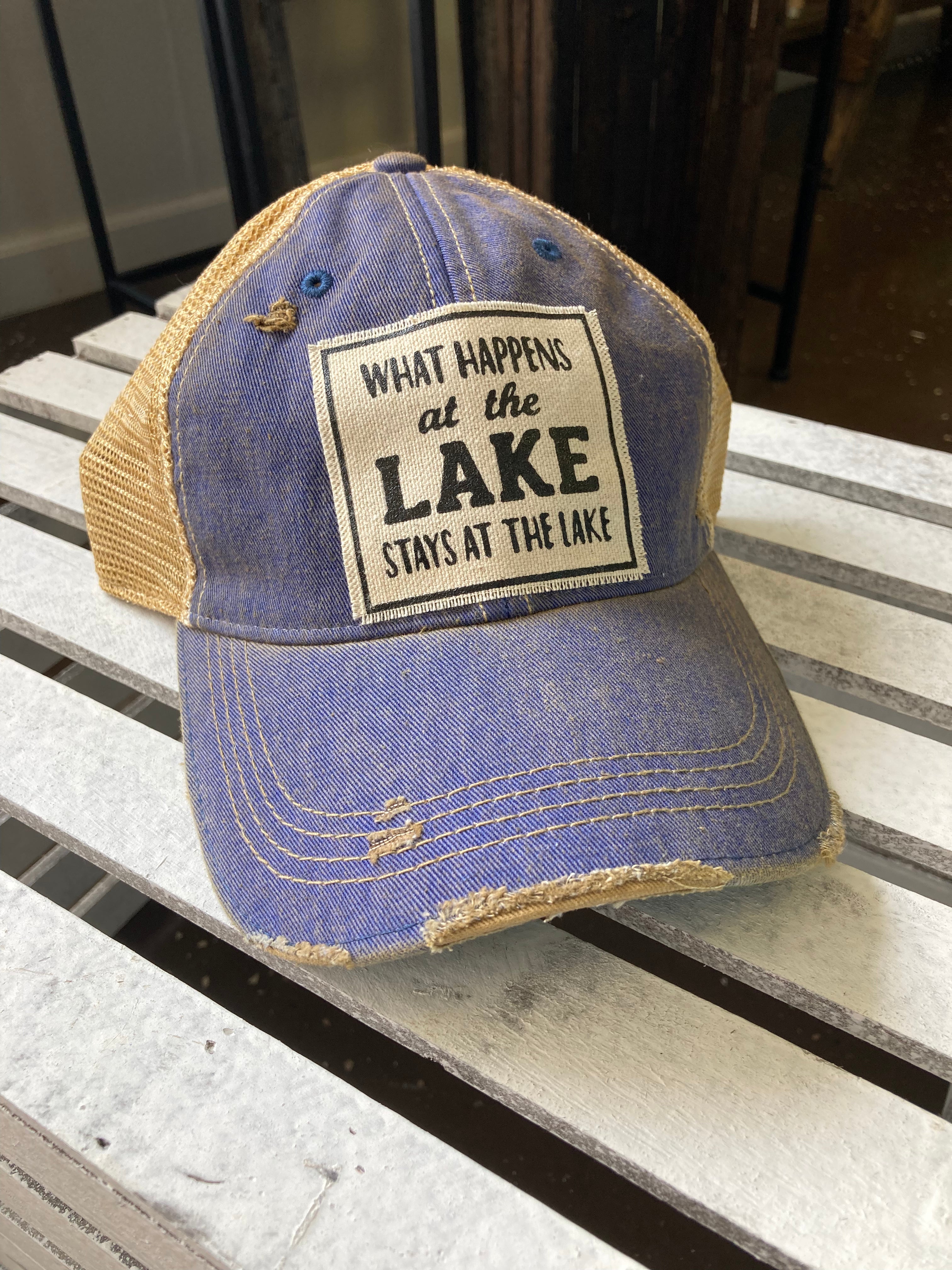 Lake Hat What Happens at The Lake Stay at The Lake Hat for Women Baseball  Cap Adjustable Hats Navy
