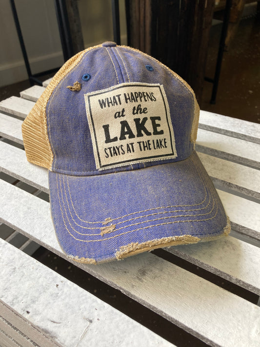 What Happens at the Lake Stays at the Lake Trucker Hat